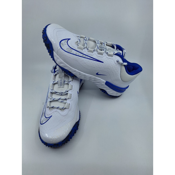Nike Alpha Huarache Elite 4 Turf Softball Shoes Womens 9 White Blue FD2746-103 - Picture 1 of 6